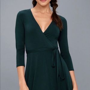 Lulus Emerald Green Wrap Dress